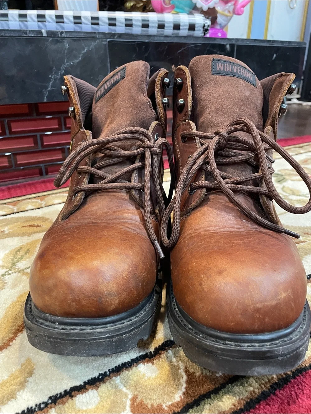 Wolverine Brown Leather Lace-Up Work Boots